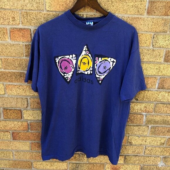 Vintage 1989 Single Stitch Adidas T Shirt XL - Picture 1 of 12